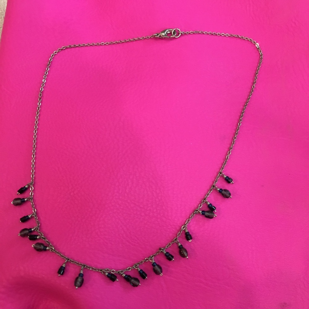 Dangling Crystal Bead Silver Necklace - image 2